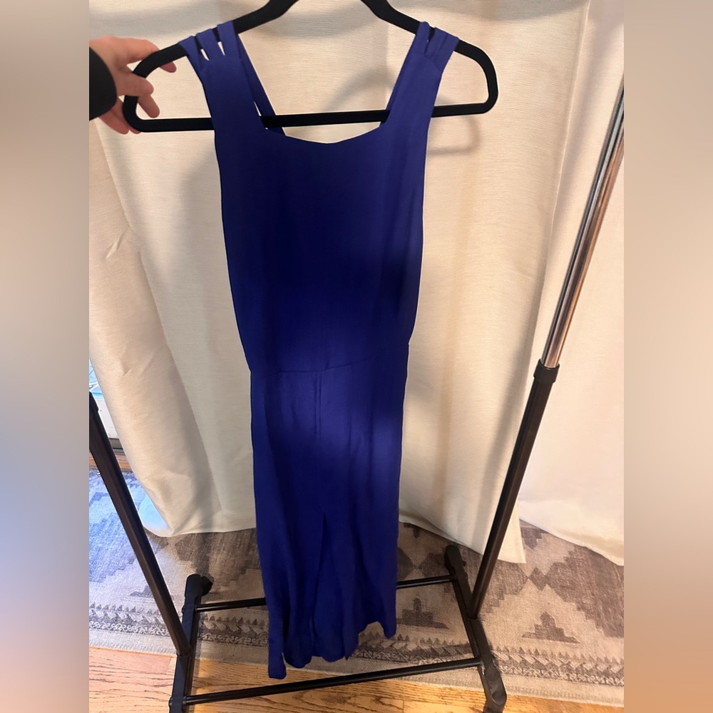 Massimo Dutti Blue Linen Midi Dress